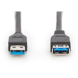 Digitus USB 3.2 Gen 1 Verlängerungskabel, USB-A Stecker > USB-A Buchse schwarz, 3 Meter