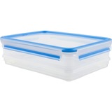 Emsa CLIP & CLOSE Aufschnittbox-System 1,65 + 1,0 Liter, 3-teilig, Dose transparent/blau, rechteckig