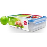 Emsa CLIP & CLOSE Aufschnittbox-System 1,65 + 1,0 Liter, 3-teilig, Dose transparent/blau, rechteckig