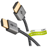 goobay Plus Slim High-Speed-HDMI-Kabel mit Ethernet, 8K @ 60Hz grau, 2 Meter