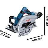 Bosch PRO Akku-Handkreissäge BITURBO GKS 18V-70 L Professional blau/schwarz, 2x Li-Ion Akku ProCORE18V 5,5Ah, in L-BOXX