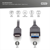 Digitus USB 3.2 Gen 2 Anschlusskabel USB-A > USB-C schwarz, 1 Meter, PD, Laden mit bis zu 15 Watt