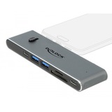 DeLOCK Dual USB Type-C mit HDMI / USB 3.2 / SD / PD 3.0, Dockingstation grau