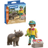 PLAYMOBIL 72025 DuoPack Tierpfleger mit Nashorn, Konstruktionsspielzeug 