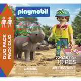 PLAYMOBIL 72025 DuoPack Tierpfleger mit Nashorn, Konstruktionsspielzeug 