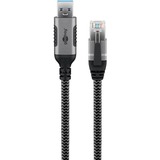 goobay Ethernet-Kabel USB-A 3.2 Gen1 Stecker > RJ-45 Stecker, LAN-Adapter schwarz/silber, 5 Meter, geflochtener Textilmantel