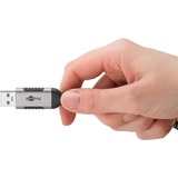 goobay Ethernet-Kabel USB-A 3.2 Gen1 Stecker > RJ-45 Stecker, LAN-Adapter schwarz/silber, 5 Meter, geflochtener Textilmantel