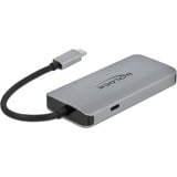 DeLOCK USB 3.2 Gen 1 Hub mit 4 Ports und Gigabit LAN und PD, Dockingstation grau