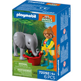 PLAYMOBIL 72092 Animals & Friends Zoo: Elefantenbaby und Pflegerin, Konstruktionsspielzeug 