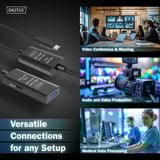Digitus Aktives USB 3.2 Gen 1 Verlängerungskabel, USB-C Stecker > USB-A Buchse schwarz, 10 Meter, Repeater Kabel