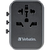 Verbatim Universal-Reiseadapter UTA-03, Reisestecker schwarz/silber, 2x USB-A, 3x USB-C