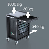 Wera 9705 Tool Rebel Werkstattwagen Stainless 1, mit Bestückung, Werkzeugwagen schwarz/silber, 177-teilig, im exklusiven Tool Rebel Design