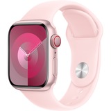 Apple Watch Series 9, Smartwatch silber/rosé, Aluminium, 41 mm, Sportarmband, Cellular