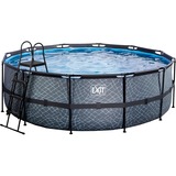Exit Toys Stone Pool, Frame Pool Ø 427x122cm, Schwimmbad grau, mit Filterpumpe