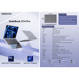 GEEKOM GEEKBOOK X14 PRO, Notebook silber, Intel® Core™ Ultra 5 125H, Intel® Arc™ Graphics, 32 GB LPDDR5X, 1 TB (1 TB SSD), Windows 11 Pro