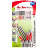 fischer Dübel DuoSeal 6x38 S PH TX A2 hellgrau/rot, 4 Stück, mit rostfreien Schrauben