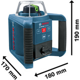 Bosch Professional Rotationslaser GRL 300 HVG Professional, mit Halterung blau/schwarz, grüne Laserlinie, mit Laser-Empfänger LR 1, VARTA Ladegerät + Akkus, in L-BOXX
