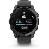 Garmin fēnix E - 47mm, AMOLED, Smartwatch Schwarz/Schiefergrau, Silikon-Armband, Edelstahl