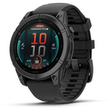 Garmin fēnix E - 47mm, AMOLED, Smartwatch Schwarz/Schiefergrau, Silikon-Armband, Edelstahl