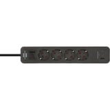 Brennenstuhl Ecolor Steckdosenleiste 4-fach mit 2x USB-C, 1x USB-A schwarz/anthrazit, 1,5 Meter Kabel, mit Sicherheitsschalter