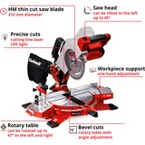 EINHELL Power X-Change Akku-Kapp-und Gehrungssäge TE-MS 18/210 Li-Solo, 18Volt, Kapp- und Gehrungssäge rot/schwarz, ohne Akku und Ladegerät