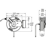 Hazet Schlauchaufroller offen 9040OS-10, 20 Meter, Druckluftschlauch blau, 2 Meter Anschlussschlauch