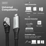 Digitus USB-C 3.2 Gen1 > RJ-45 Ethernet Kabel, 1Gbit/s, Adapter schwarz, 5 Meter, 10/100/1.000Mbit/s