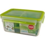 Emsa CLIP & GO Lunchbox XL, Lunch-Box grün/transparent, mit Einsätzen