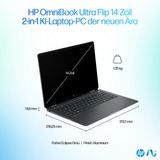 HP OmniBook Ultra Flip 14-fh0075ng, Notebook grau, Intel® Core™ Ultra 7 256V, Intel® Arc™ Graphics, 16 GB LPDDR5X, 1 TB (1 TB SSD), Windows 11 Home 64-Bit