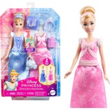 Mattel Disney Prinzessin 2-in-1 Geschichten Cinderella Modepuppe mit 2 Oberteilen und 9 Accessoires