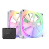 NZXT F140 RGB Twin Pack 140x140x26, Gehäuselüfter weiß, 2er Pack inkl. RGB & Fan Controller