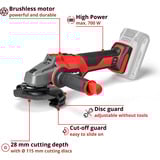 EINHELL Professional Akku-Winkelschleifer AXXIO 18/115, 18Volt rot/schwarz, ohne Akku und Ladegerät