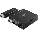 Digitus USB 3.2 Gen1 Fiber Extender, 5Gbps, 4 Ports, 300 Meter, USB-Extender schwarz, 3x USB-A, 1x USB-C