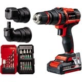 EINHELL Akku-Bohrschrauber-Set TE-CD 18/45 3X-Li +22, 18Volt rot/schwarz, Li-Ion-Akku 2,0Ah, 22-teiliges Zubehör