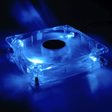 Sharkoon Gehäuselüfter Blaue LED BULK transparent, 3-Pin-/5,25"-Anschluss, 120 mm