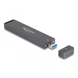 DeLOCK Externes Gehäuse M.2 NVMe PCle SSD, SATA SSD, Laufwerksgehäuse grau, mit USB Typ A-Stecker