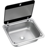 Dometic Spülbecken SNG 4133, eckig, Spüle edelstahl/schwarz, mit Abdeckung