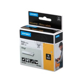 Dymo Rhino IND ORIGINAL Schriftband Vinyl 9mm x 5,5m, schwarz auf weiß permanent klebend, 18443