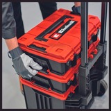 Einhell Systemkoffer E-Case L, Werkzeugkiste schwarz/dunkelrot, mit Räder