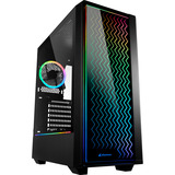 Sharkoon RGB LIT 200 Generalüberholt, Tower-Gehäuse schwarz, Front und Seitenteil aus gehärtetem Glas