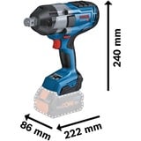 Bosch Professional PRO Akku-Schlagschrauber BITURBO GDS 18V-1050 H Professional solo, 18Volt blau/schwarz, ohne Akku und Ladegerät, 3/4"