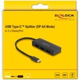 DeLOCK USB-C > 3x DisplayPort Splitter MST 4K 60Hz schwarz, 15cm