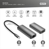 Digitus 4K Video Extender USB-C > HDMI, 30 Meter, HDMI Verlängerung schwarz, Sendeeinheit + Empfängereinheit