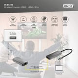 Digitus 4K Video Extender USB-C > HDMI, 30 Meter, HDMI Verlängerung schwarz, Sendeeinheit + Empfängereinheit