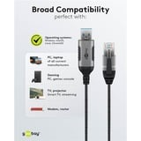 goobay Ethernet-Adapterkabel USB-A 3.2 Gen1 > RJ-45, Slim schwarz/grau, 1 Meter