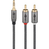 goobay Plus Audio Adapterkabel AUX 3,5mm Klinke > Stereo-Cinch Stecker schwarz/silber, 5 Meter