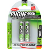 Ansmann 800mAh DECT, Akku silber, 2x AA (Mignon)