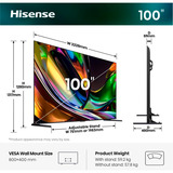 Hisense 100UR8DS RGB MiniLED, LED-Fernseher 253 cm (100 Zoll), schwarz/dunkelgrau, UltraHD/4K, Hi-View AI Engine RGB, 180Hz Panel