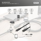 Digitus USB 2.0 Verlängerungskabel, USB-C Stecker > USB-C Buchse schwarz, 1,5 Meter, PD 60 Watt