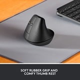 Logitech Lift, Maus graphit/schwarz, für Linkshänder, Logi Bolt, Bluetooth, Windows/macOS/iPadOS